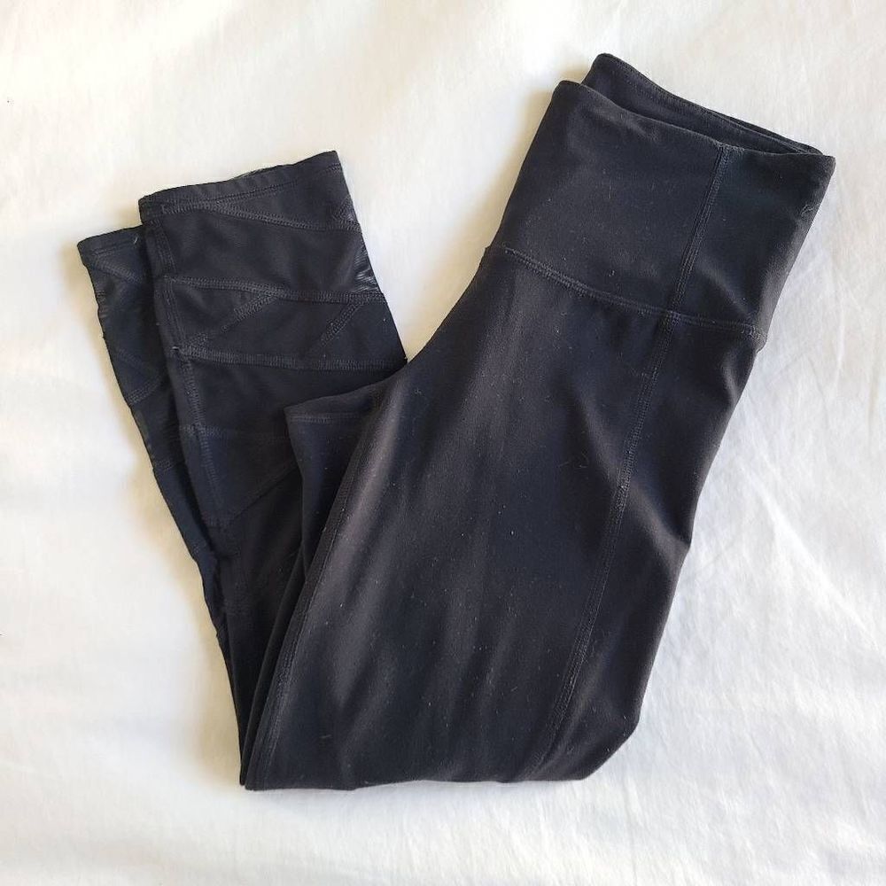 Athleta Cropped Leggings Womens XS Black Stretch Nylon Blend‎ Activewear Running